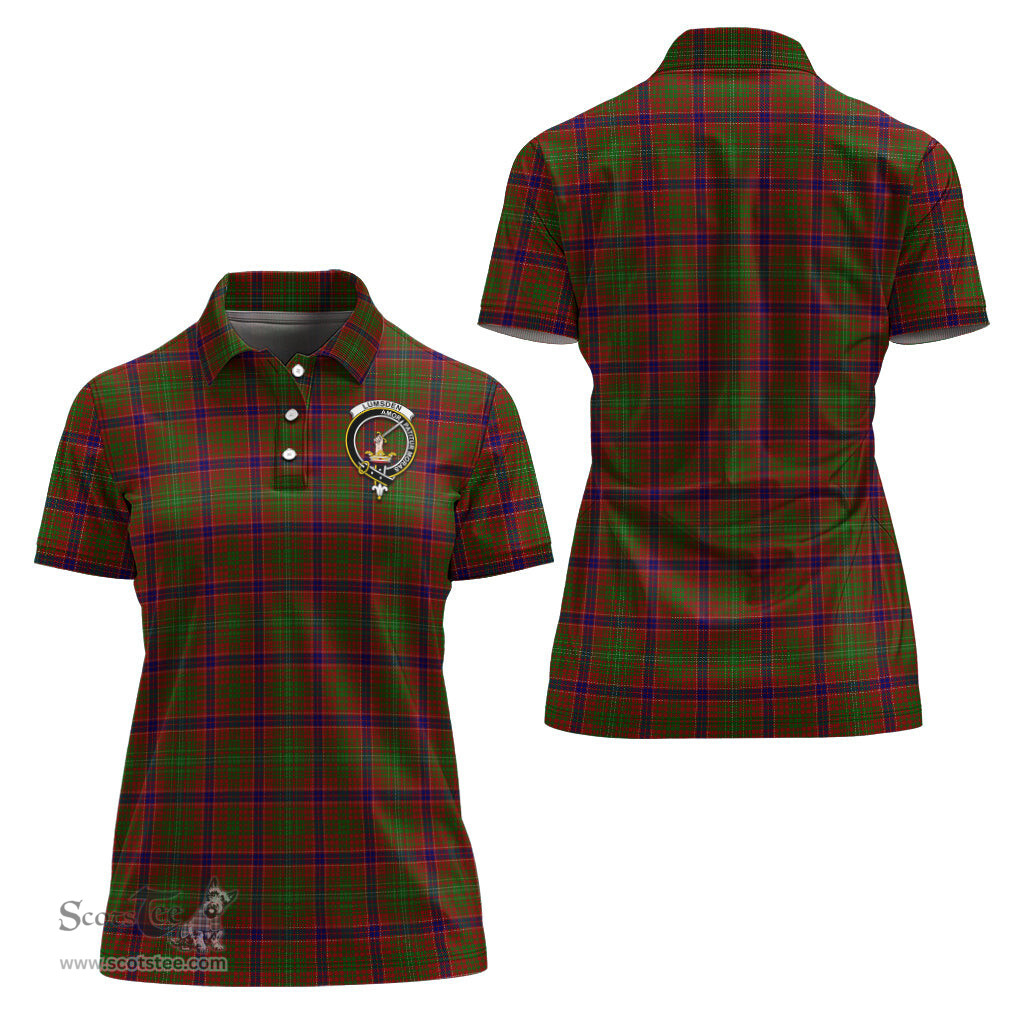 Scottish Lumsden Clan Tartan Polo Shirt with Family Crest For Women, Women's Scottish Polo Shirt Scottish Plaid Tartan Plaid - ScotsTee - scotstee.com