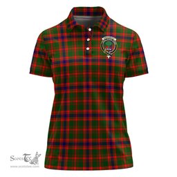 Scottish Kinninmont Clan Tartan Polo Shirt with Family Crest For Women, Women's Scottish Polo Shirt Scottish Plaid Tartan Plaid - ScotsTee - scotstee.com