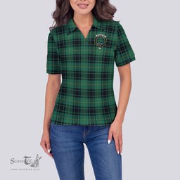 Scottish MacArthur Ancient Clan Tartan Polo Shirt with Family Crest For Women, Women's Scottish Polo Shirt Scottish Plaid Tartan Plaid - ScotsTee - scotstee.com