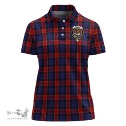 Scottish Graham of Menteith Red Clan Tartan Polo Shirt with Family Crest For Women, Women's Scottish Polo Shirt Scottish Plaid Tartan Plaid - ScotsTee - scotstee.com
