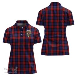 Scottish Graham of Menteith Red Clan Tartan Polo Shirt with Family Crest For Women, Women's Scottish Polo Shirt Scottish Plaid Tartan Plaid - ScotsTee - scotstee.com