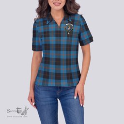 Scottish Garden Clan Tartan Polo Shirt with Family Crest For Women, Women's Scottish Polo Shirt Scottish Plaid Tartan Plaid - ScotsTee - scotstee.com
