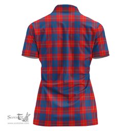 Scottish Galloway Red Clan Tartan Polo Shirt with Family Crest For Women, Women's Scottish Polo Shirt Scottish Plaid Tartan Plaid - ScotsTee - scotstee.com