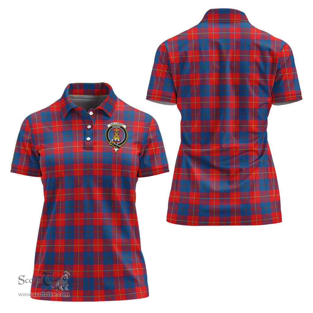 Scottish Galloway Red Clan Tartan Polo Shirt with Family Crest For Women, Women's Scottish Polo Shirt Scottish Plaid Tartan Plaid - ScotsTee - scotstee.com