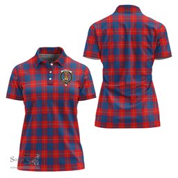 Scottish Galloway Red Clan Tartan Polo Shirt with Family Crest For Women, Women's Scottish Polo Shirt Scottish Plaid Tartan Plaid - ScotsTee - scotstee.com
