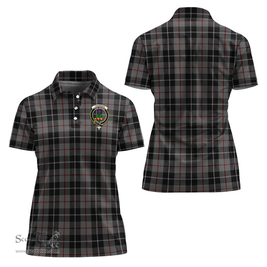 Scottish Thompson Grey Clan Tartan Polo Shirt with Family Crest For Women, Women's Scottish Polo Shirt Scottish Plaid Tartan Plaid - ScotsTee - scotstee.com