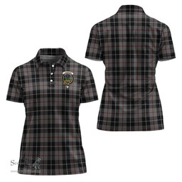 Scottish Thompson Grey Clan Tartan Polo Shirt with Family Crest For Women, Women's Scottish Polo Shirt Scottish Plaid Tartan Plaid - ScotsTee - scotstee.com
