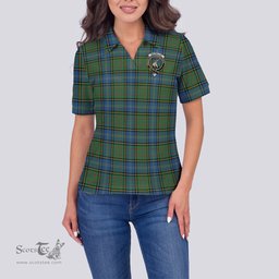 Scottish MacMillan Hunting Ancient Clan Tartan Polo Shirt with Family Crest For Women, Women's Scottish Polo Shirt Scottish Plaid Tartan Plaid - ScotsTee - scotstee.com