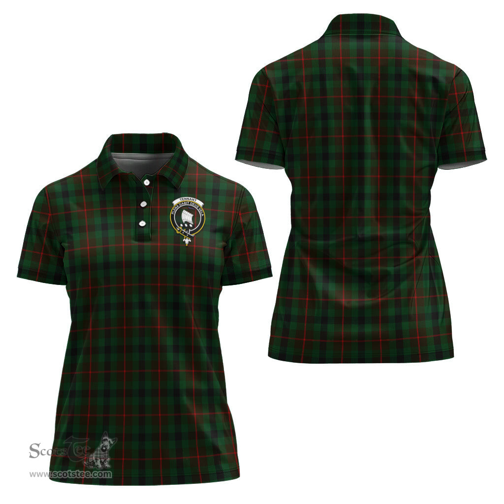 Scottish Tennant Clan Tartan Polo Shirt with Family Crest For Women, Women's Scottish Polo Shirt Scottish Plaid Tartan Plaid - ScotsTee - scotstee.com