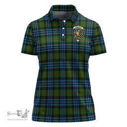 Scottish Newlands of Lauriston Clan Tartan Polo Shirt with Family Crest For Women, Women's Scottish Polo Shirt Scottish Plaid Tartan Plaid - ScotsTee - scotstee.com
