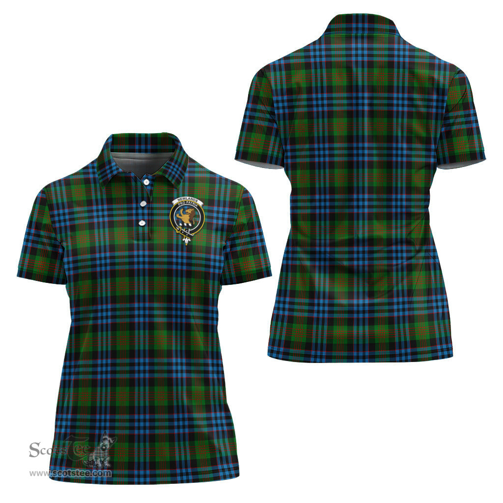 Scottish Newlands of Lauriston Clan Tartan Polo Shirt with Family Crest For Women, Women's Scottish Polo Shirt Scottish Plaid Tartan Plaid - ScotsTee - scotstee.com