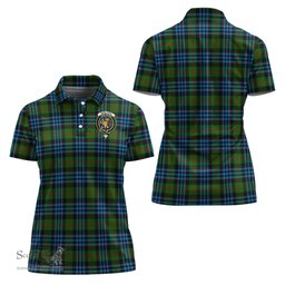 Scottish Newlands of Lauriston Clan Tartan Polo Shirt with Family Crest For Women, Women's Scottish Polo Shirt Scottish Plaid Tartan Plaid - ScotsTee - scotstee.com