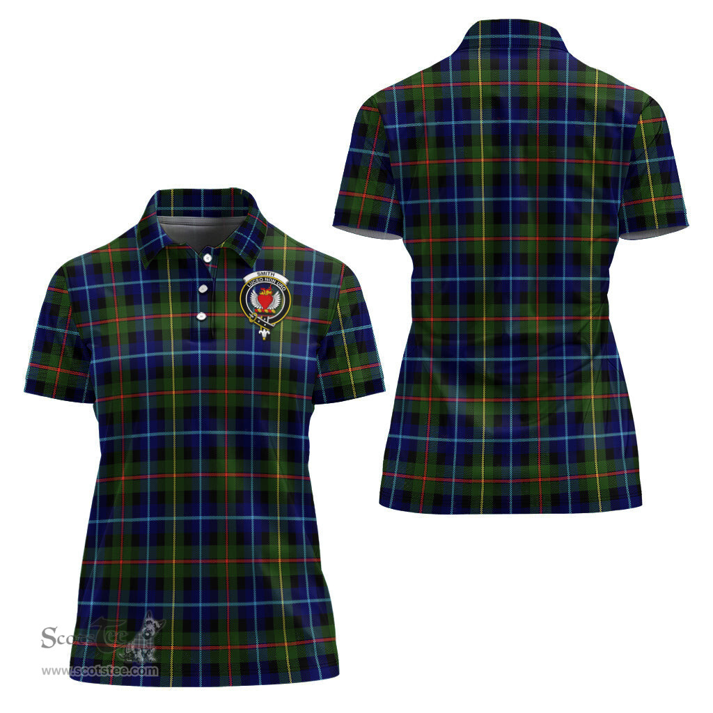 Scottish Smith Modern Clan Tartan Polo Shirt with Family Crest For Women, Women's Scottish Polo Shirt Scottish Plaid Tartan Plaid - ScotsTee - scotstee.com