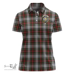 Scottish Stewart Dress Clan Tartan Polo Shirt with Family Crest For Women, Women's Scottish Polo Shirt Scottish Plaid Tartan Plaid - ScotsTee - scotstee.com