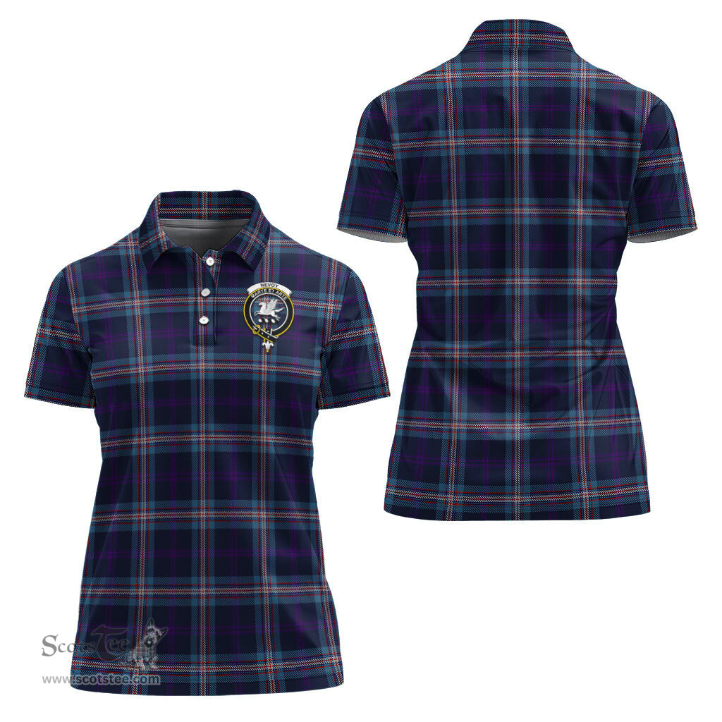 Scottish Nevoy Clan Tartan Polo Shirt with Family Crest For Women, Women's Scottish Polo Shirt Scottish Plaid Tartan Plaid - ScotsTee - scotstee.com