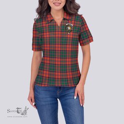 Scottish Stewart of Appin Ancient Clan Tartan Polo Shirt with Family Crest For Women, Women's Scottish Polo Shirt Scottish Plaid Tartan Plaid - ScotsTee - scotstee.com