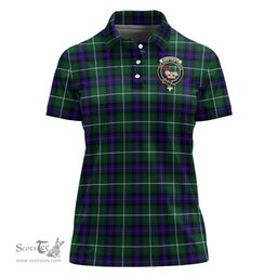 Scottish MacDonald of the Isles Hunting Modern Clan Tartan Polo Shirt with Family Crest For Women, Women's Scottish Polo Shirt Scottish Plaid Tartan Plaid - ScotsTee - scotstee.com