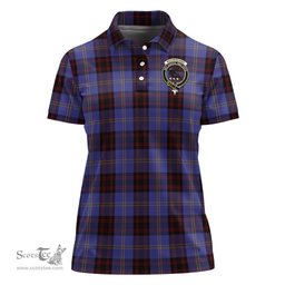 Scottish Rutherford Clan Tartan Polo Shirt with Family Crest For Women, Women's Scottish Polo Shirt Scottish Plaid Tartan Plaid - ScotsTee - scotstee.com