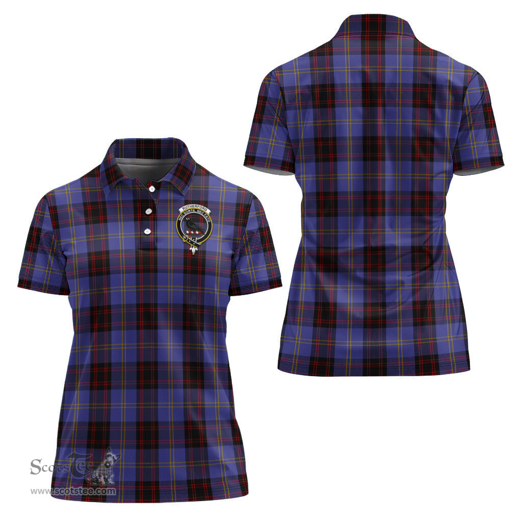 Scottish Rutherford Clan Tartan Polo Shirt with Family Crest For Women, Women's Scottish Polo Shirt Scottish Plaid Tartan Plaid - ScotsTee - scotstee.com