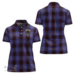 Scottish Rutherford Clan Tartan Polo Shirt with Family Crest For Women, Women's Scottish Polo Shirt Scottish Plaid Tartan Plaid - ScotsTee - scotstee.com
