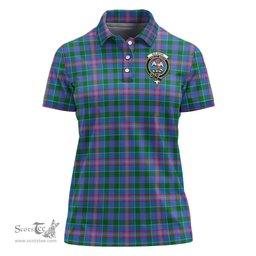 Scottish Ralston Clan Tartan Polo Shirt with Family Crest For Women, Women's Scottish Polo Shirt Scottish Plaid Tartan Plaid - ScotsTee - scotstee.com