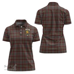 Scottish Nicolson Hunting Weathered Clan Tartan Polo Shirt with Family Crest For Women, Women's Scottish Polo Shirt Scottish Plaid Tartan Plaid - ScotsTee - scotstee.com