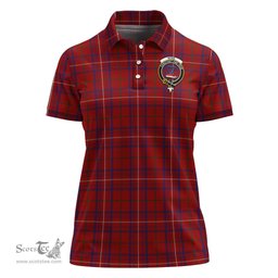Scottish Rose Clan Tartan Polo Shirt with Family Crest For Women, Women's Scottish Polo Shirt Scottish Plaid Tartan Plaid - ScotsTee - scotstee.com