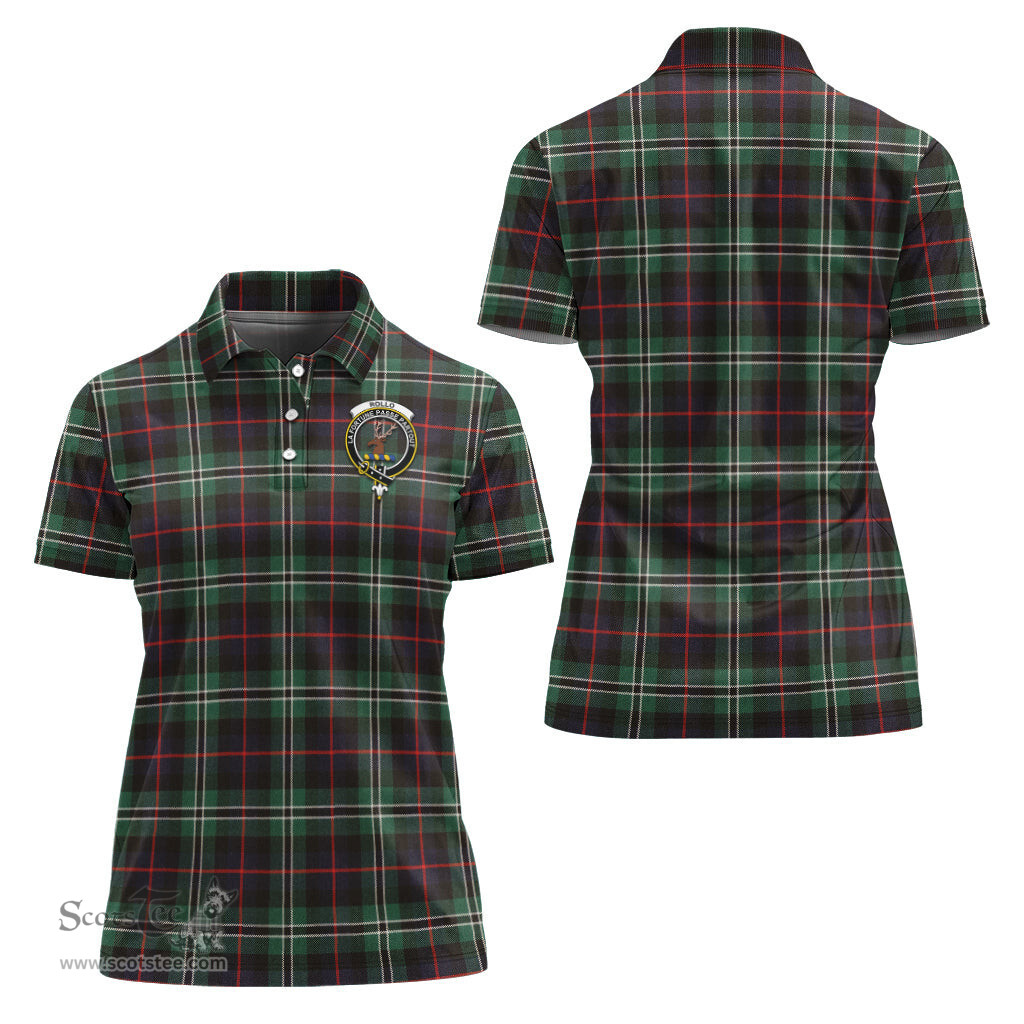 Scottish Rollo Hunting Clan Tartan Polo Shirt with Family Crest For Women, Women's Scottish Polo Shirt Scottish Plaid Tartan Plaid - ScotsTee - scotstee.com