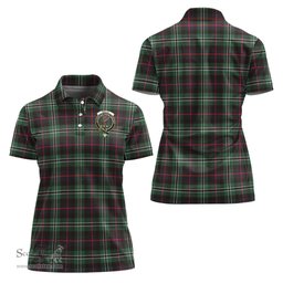Scottish Rollo Hunting Clan Tartan Polo Shirt with Family Crest For Women, Women's Scottish Polo Shirt Scottish Plaid Tartan Plaid - ScotsTee - scotstee.com