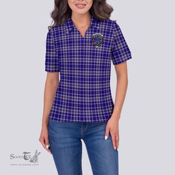 Scottish Ochterlony Clan Tartan Polo Shirt with Family Crest For Women, Women's Scottish Polo Shirt Scottish Plaid Tartan Plaid - ScotsTee - scotstee.com