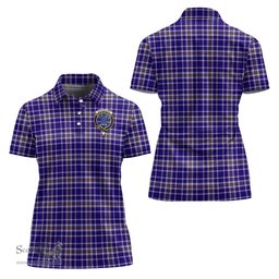 Scottish Ochterlony Clan Tartan Polo Shirt with Family Crest For Women, Women's Scottish Polo Shirt Scottish Plaid Tartan Plaid - ScotsTee - scotstee.com