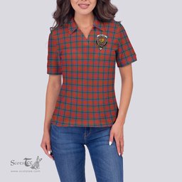 Scottish Sinclair Ancient Clan Tartan Polo Shirt with Family Crest For Women, Women's Scottish Polo Shirt Scottish Plaid Tartan Plaid - ScotsTee - scotstee.com