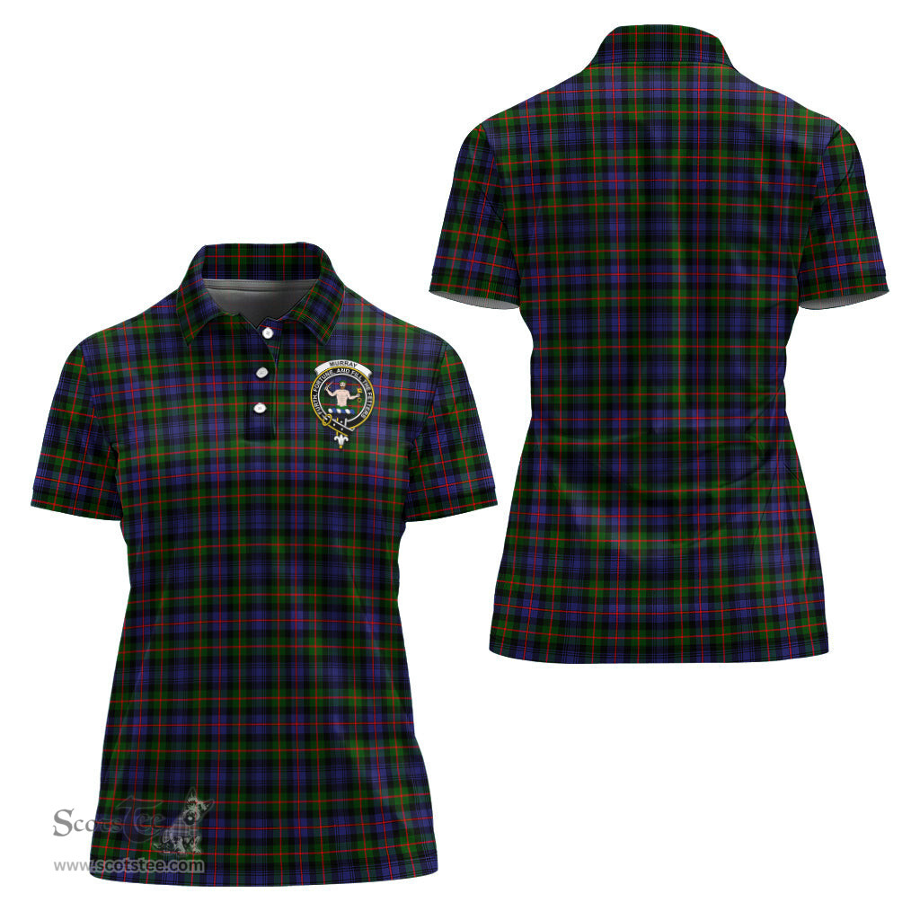 Scottish Murray of Atholl Modern Clan Tartan Polo Shirt with Family Crest For Women, Women's Scottish Polo Shirt Scottish Plaid Tartan Plaid - ScotsTee - scotstee.com