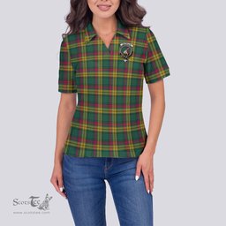 Scottish MacMillan Old Ancient Clan Tartan Polo Shirt with Family Crest For Women, Women's Scottish Polo Shirt Scottish Plaid Tartan Plaid - ScotsTee - scotstee.com