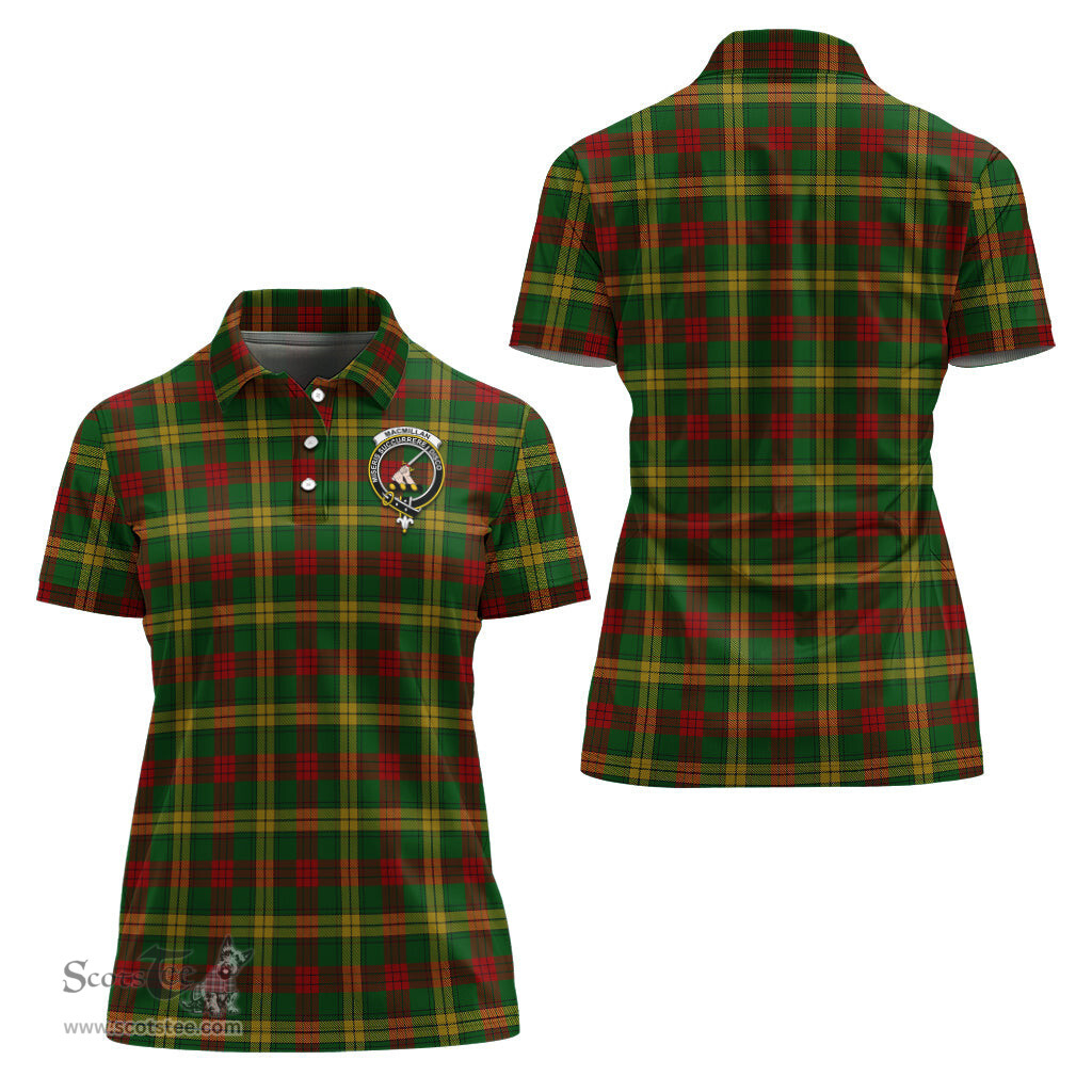 Scottish MacMillan Society of Glasgow Clan Tartan Polo Shirt with Family Crest For Women, Women's Scottish Polo Shirt Scottish Plaid Tartan Plaid - ScotsTee - scotstee.com