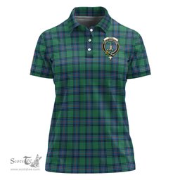 Scottish Shaw Ancient Clan Tartan Polo Shirt with Family Crest For Women, Women's Scottish Polo Shirt Scottish Plaid Tartan Plaid - ScotsTee - scotstee.com