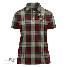 Scottish Rose White Dress Clan Tartan Polo Shirt with Family Crest For Women, Women's Scottish Polo Shirt Scottish Plaid Tartan Plaid - ScotsTee - scotstee.com