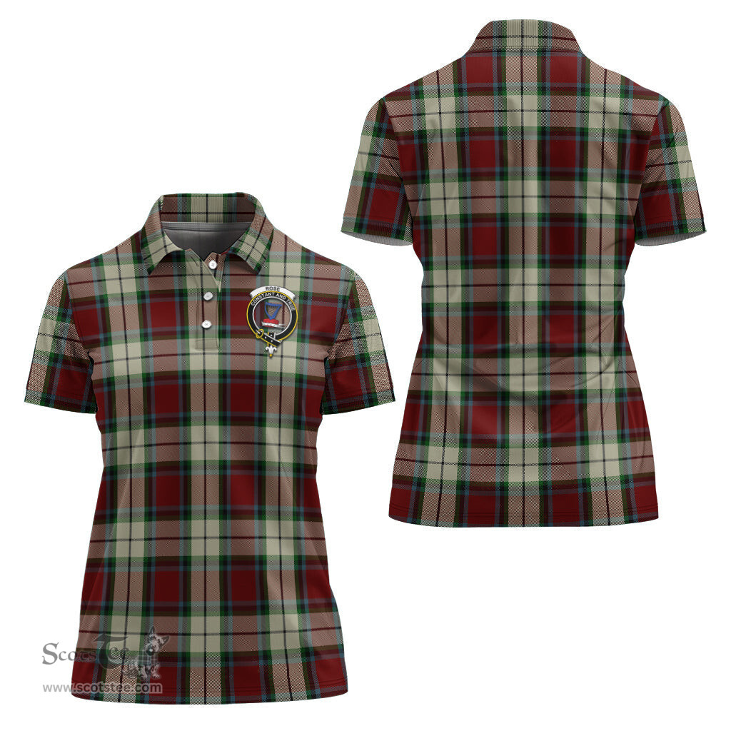 Scottish Rose White Dress Clan Tartan Polo Shirt with Family Crest For Women, Women's Scottish Polo Shirt Scottish Plaid Tartan Plaid - ScotsTee - scotstee.com