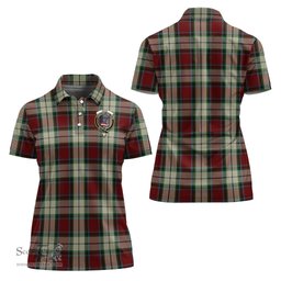 Scottish Rose White Dress Clan Tartan Polo Shirt with Family Crest For Women, Women's Scottish Polo Shirt Scottish Plaid Tartan Plaid - ScotsTee - scotstee.com