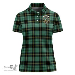 Scottish Wallace Hunting Ancient Clan Tartan Polo Shirt with Family Crest For Women, Women's Scottish Polo Shirt Scottish Plaid Tartan Plaid - ScotsTee - scotstee.com