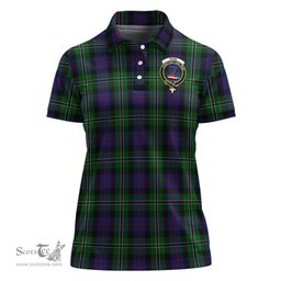 Scottish Rose Hunting Clan Tartan Polo Shirt with Family Crest For Women, Women's Scottish Polo Shirt Scottish Plaid Tartan Plaid - ScotsTee - scotstee.com
