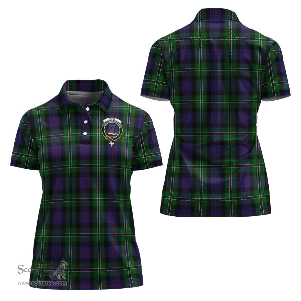 Scottish Rose Hunting Clan Tartan Polo Shirt with Family Crest For Women, Women's Scottish Polo Shirt Scottish Plaid Tartan Plaid - ScotsTee - scotstee.com