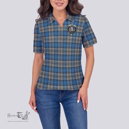 Scottish Napier Ancient Clan Tartan Polo Shirt with Family Crest For Women, Women's Scottish Polo Shirt Scottish Plaid Tartan Plaid - ScotsTee - scotstee.com
