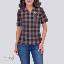 Scottish MacInnes Ancient Hunting Clan Tartan Polo Shirt with Family Crest For Women, Women's Scottish Polo Shirt Scottish Plaid Tartan Plaid - ScotsTee - scotstee.com