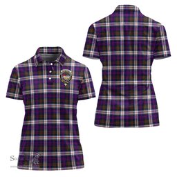 Scottish MacDonald Dress Modern Clan Tartan Polo Shirt with Family Crest For Women, Women's Scottish Polo Shirt Scottish Plaid Tartan Plaid - ScotsTee - scotstee.com