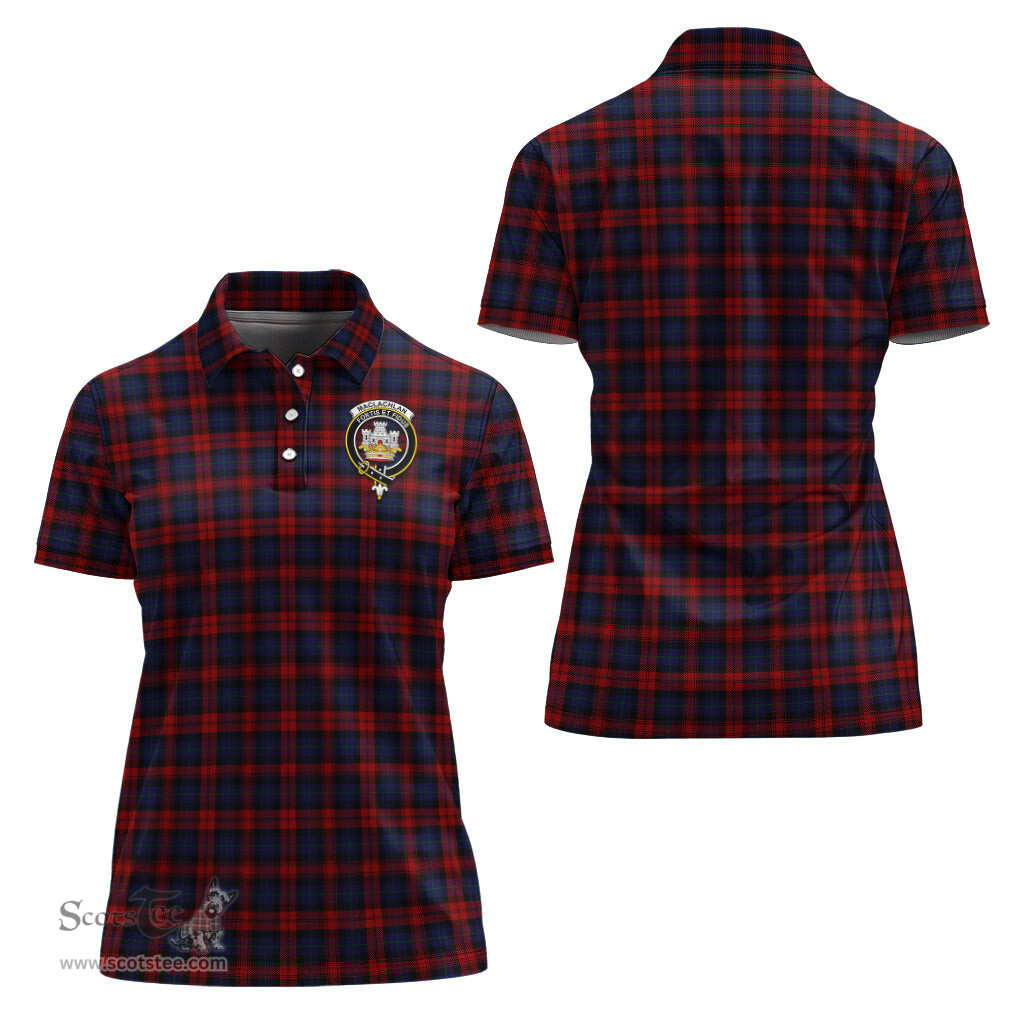 Scottish MacLachlan Clan Tartan Polo Shirt with Family Crest For Women, Women's Scottish Polo Shirt Scottish Plaid Tartan Plaid - ScotsTee - scotstee.com