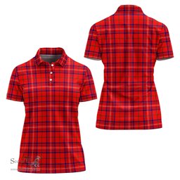 Scottish Rose Modern Clan Tartan Polo Shirt For Women, Women's Scottish Polo Shirt Scottish Plaid Tartan Plaid - ScotsTee - scotstee.com