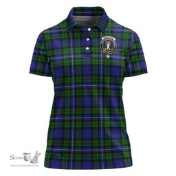 Scottish Robertson Hunting Modern Clan Tartan Polo Shirt with Family Crest For Women, Women's Scottish Polo Shirt Scottish Plaid Tartan Plaid - ScotsTee - scotstee.com