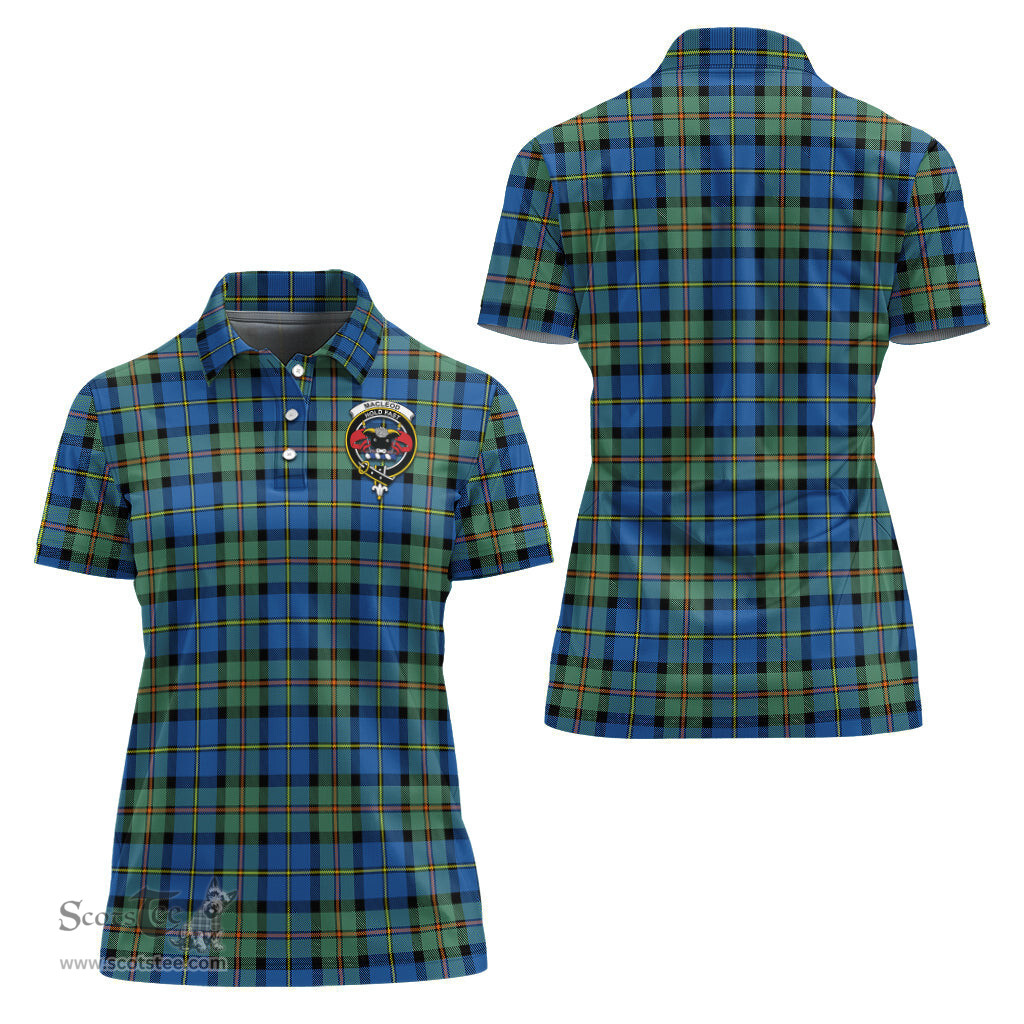 Scottish MacLeod of Harris Ancient Clan Tartan Polo Shirt with Family Crest For Women, Women's Scottish Polo Shirt Scottish Plaid Tartan Plaid - ScotsTee - scotstee.com