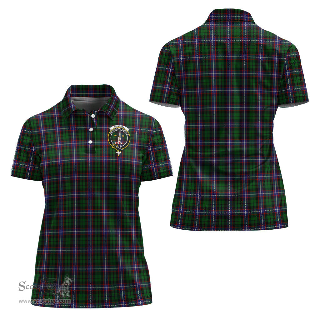 Scottish Russell Clan Tartan Polo Shirt with Family Crest For Women, Women's Scottish Polo Shirt Scottish Plaid Tartan Plaid - ScotsTee - scotstee.com